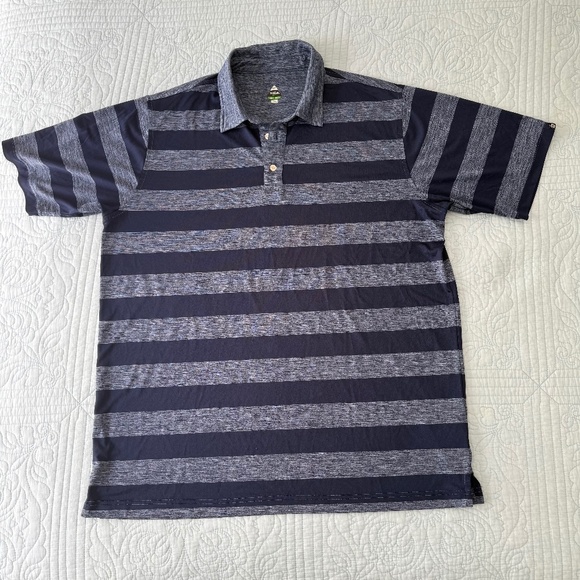 Bolle Golf Tech Blue Striped Polo Shirt Mens XL Lightweight Tech Fabric - Picture 1 of 6